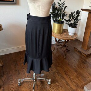 Authentic Dolce & Gabbana Black Silk-Stretch Flounce Hem Skirt IT 38 (US 2)Italy